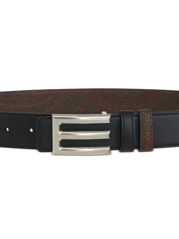 Saint Laurent Triple-loop Pebbled-leather Belt in Black for Men