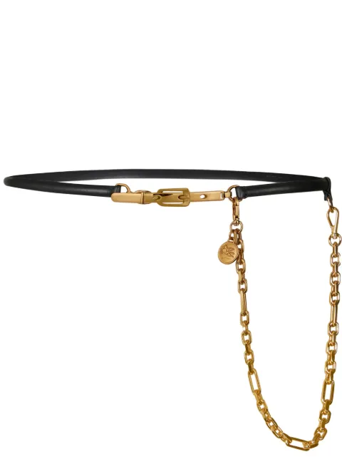 ETRO chain-link detail thin leather belt