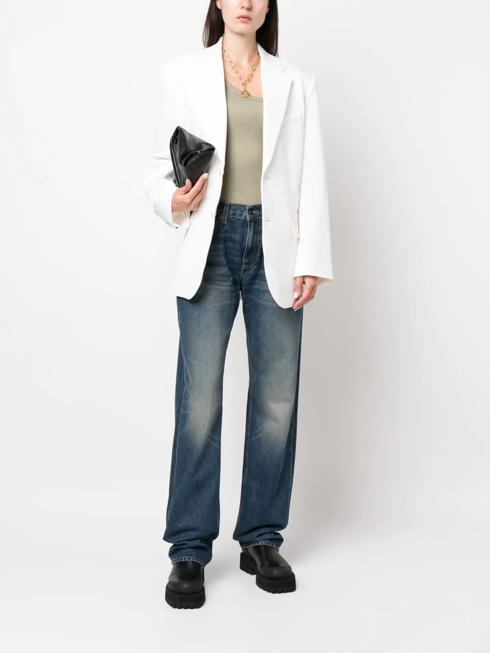 Nili Lotan stonewashed wide-leg jeans - Blauw