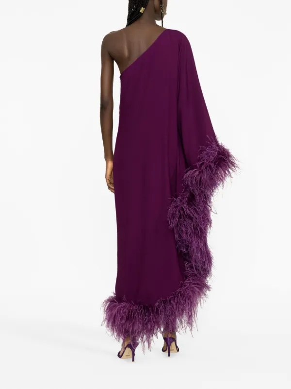 One shoulder hotsell feather dress