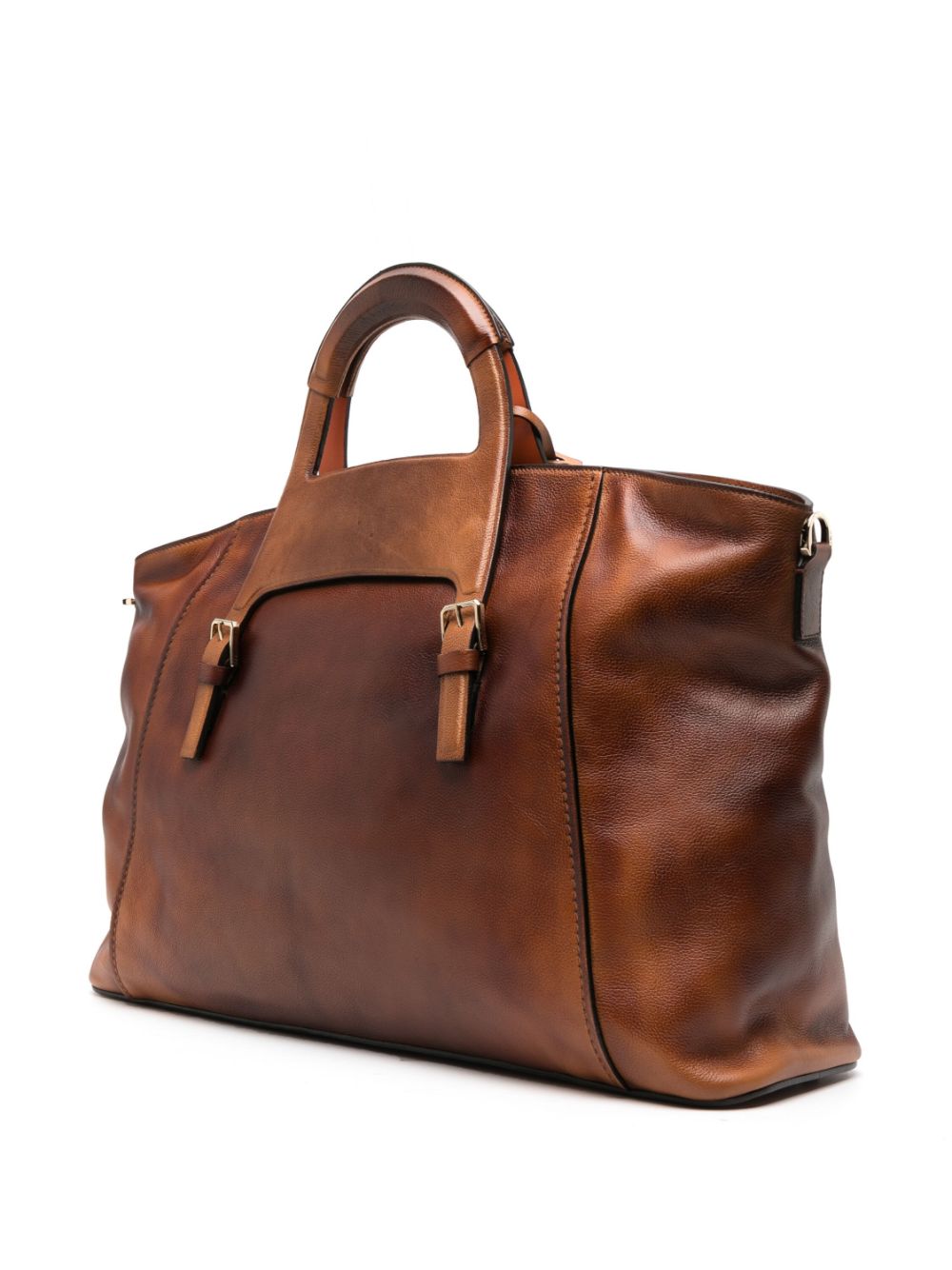 Santoni Leren weekendtas - Bruin