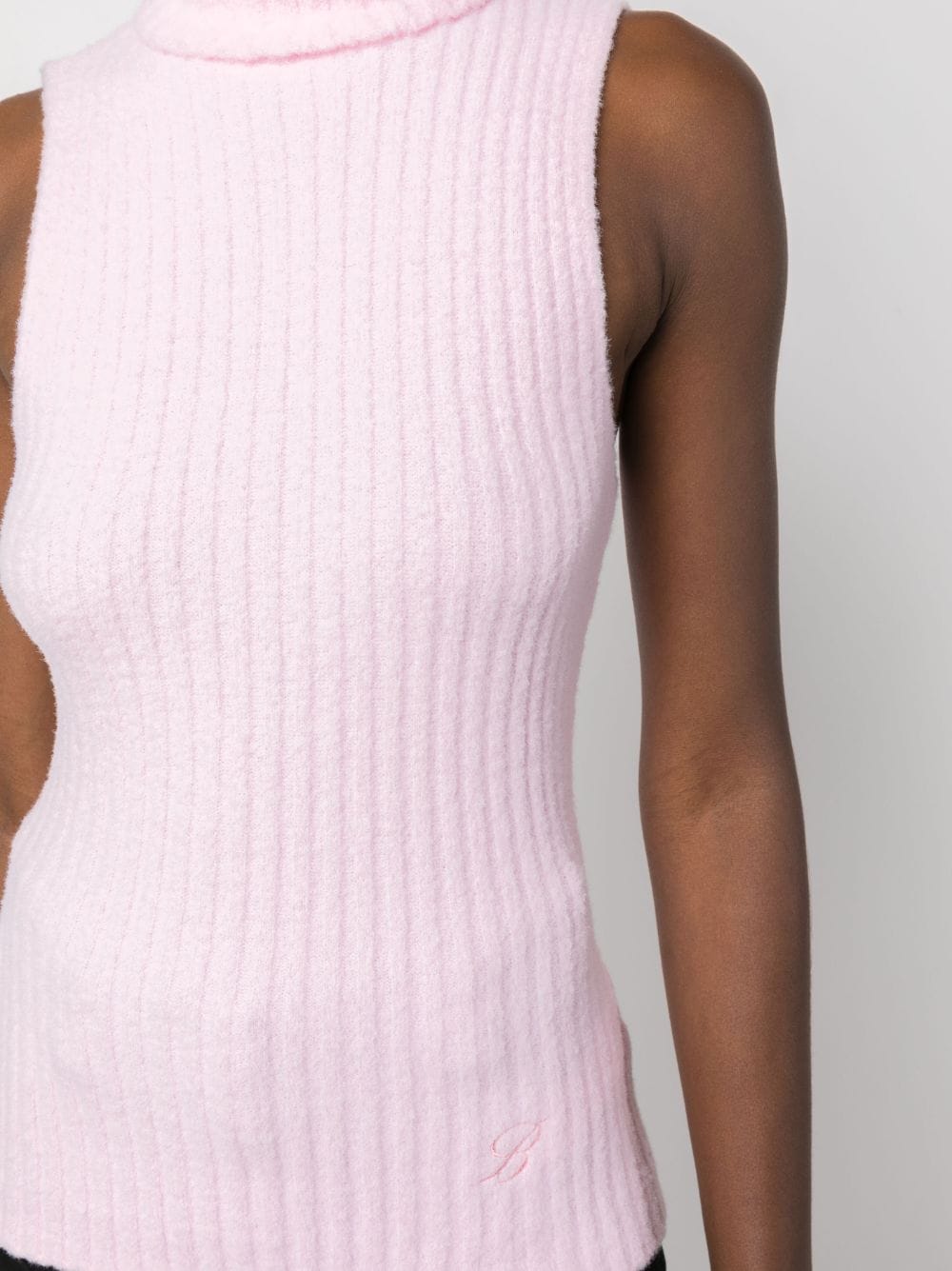 Shop Blumarine Ribbed-knit Top In Pink
