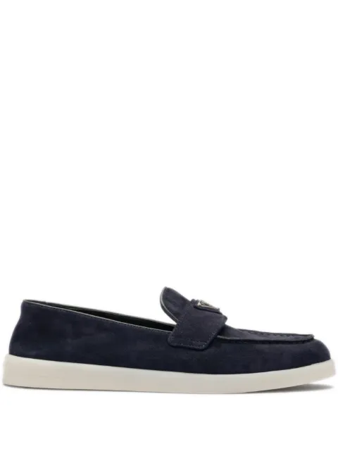 Prada triangle-logo suede loafers