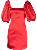 GANNI double-satin puff-sleeve minidress - Red