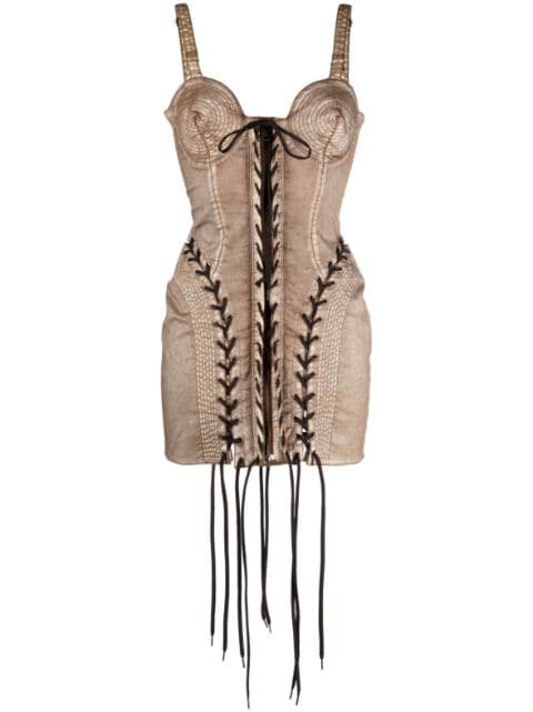Jean Paul Gaultier x KNWLS Conical lace-up minidress
