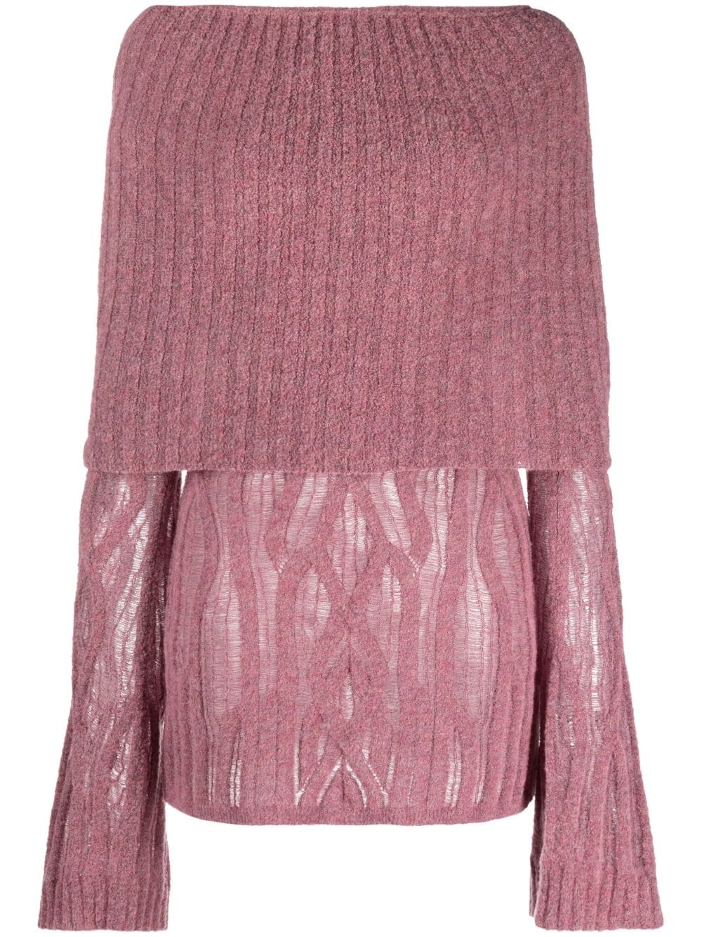 Lilac Sheer Knit Contrast Panels Pants