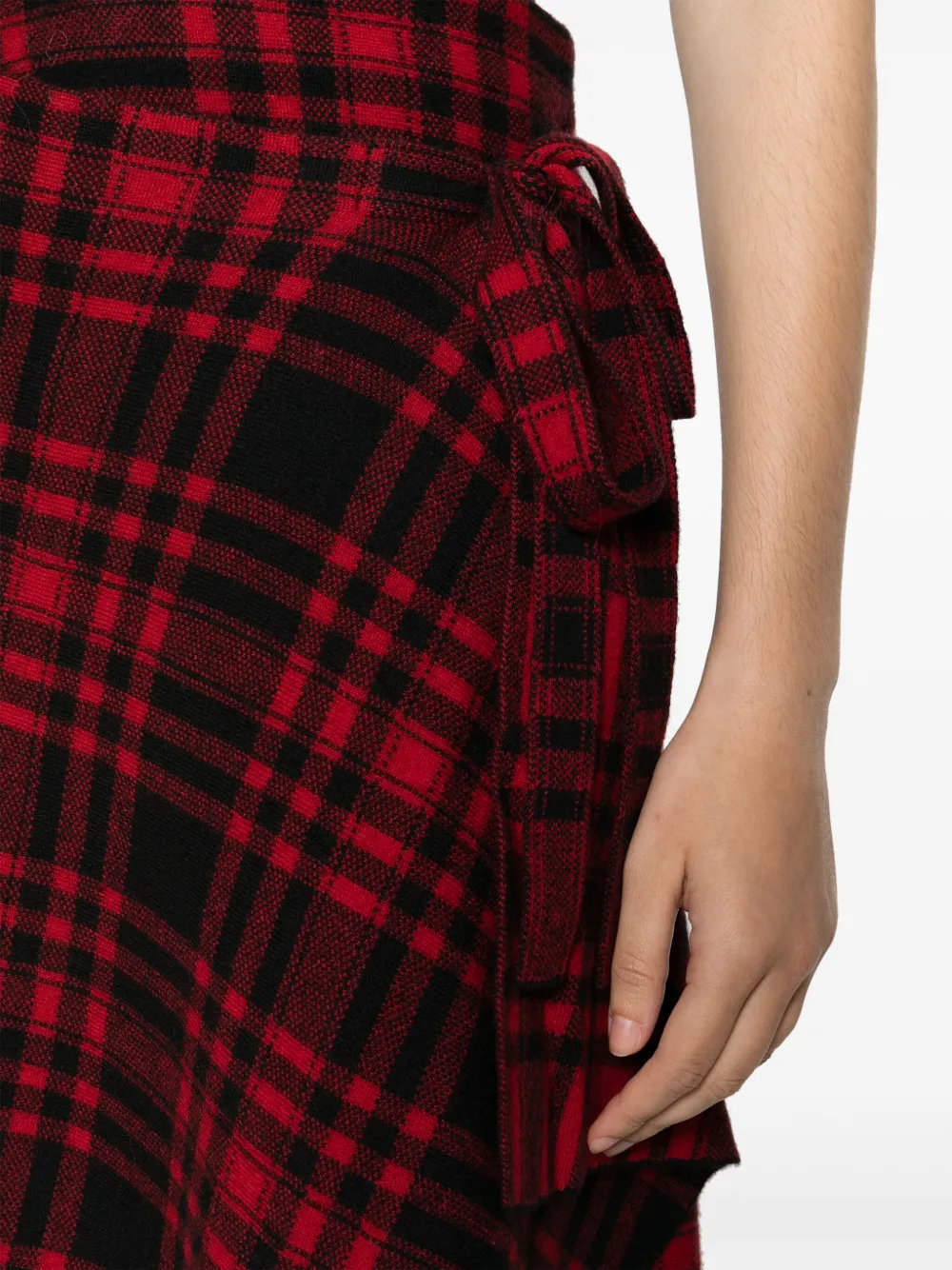 Shop Polo Ralph Lauren Plaid-check Wool Wrap Skirt In 黑色