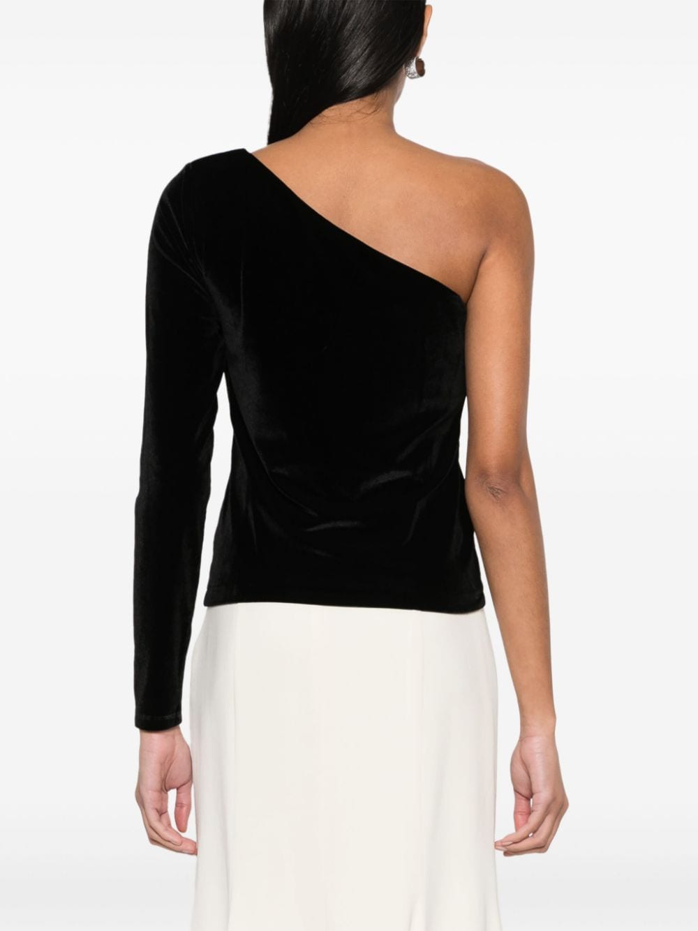 Shop Polo Ralph Lauren One-shoulder Velvet Top In Black