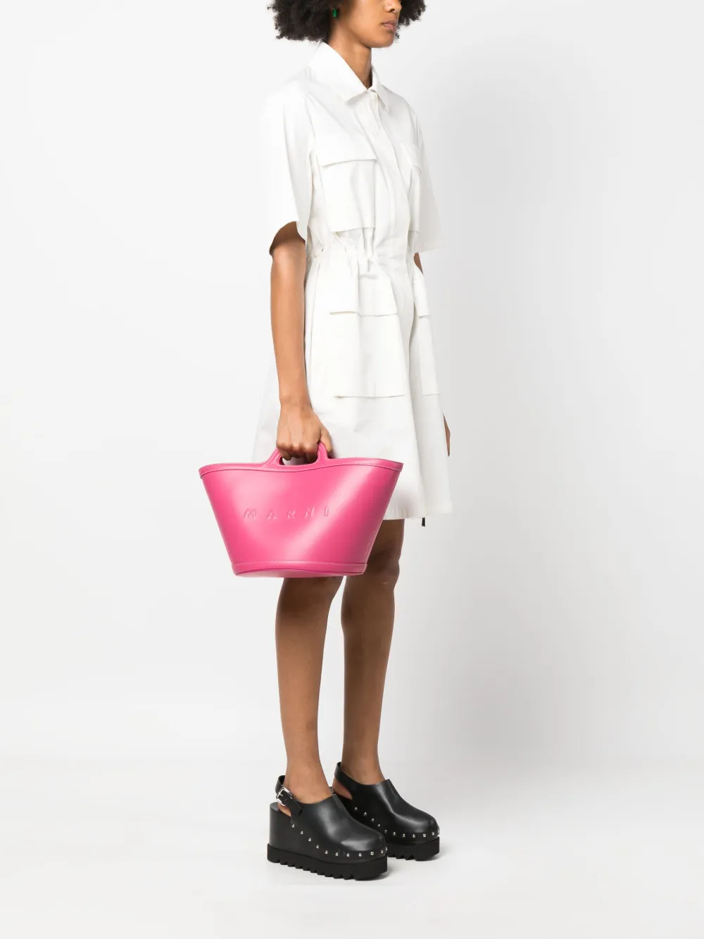 Marni Tropicalia leather tote bag - Roze