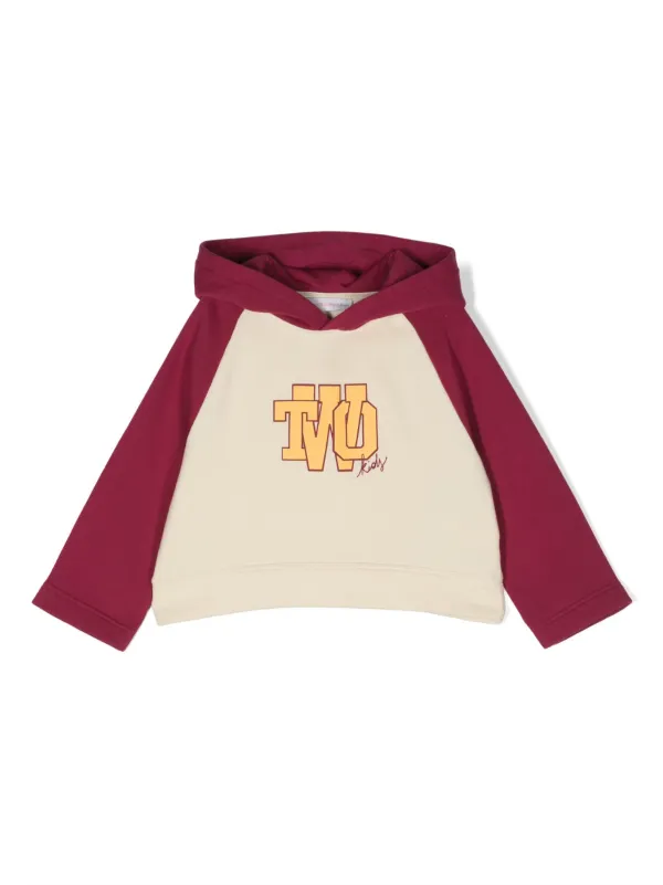 There Was One Kids logo print colour block Hoodie Farfetch