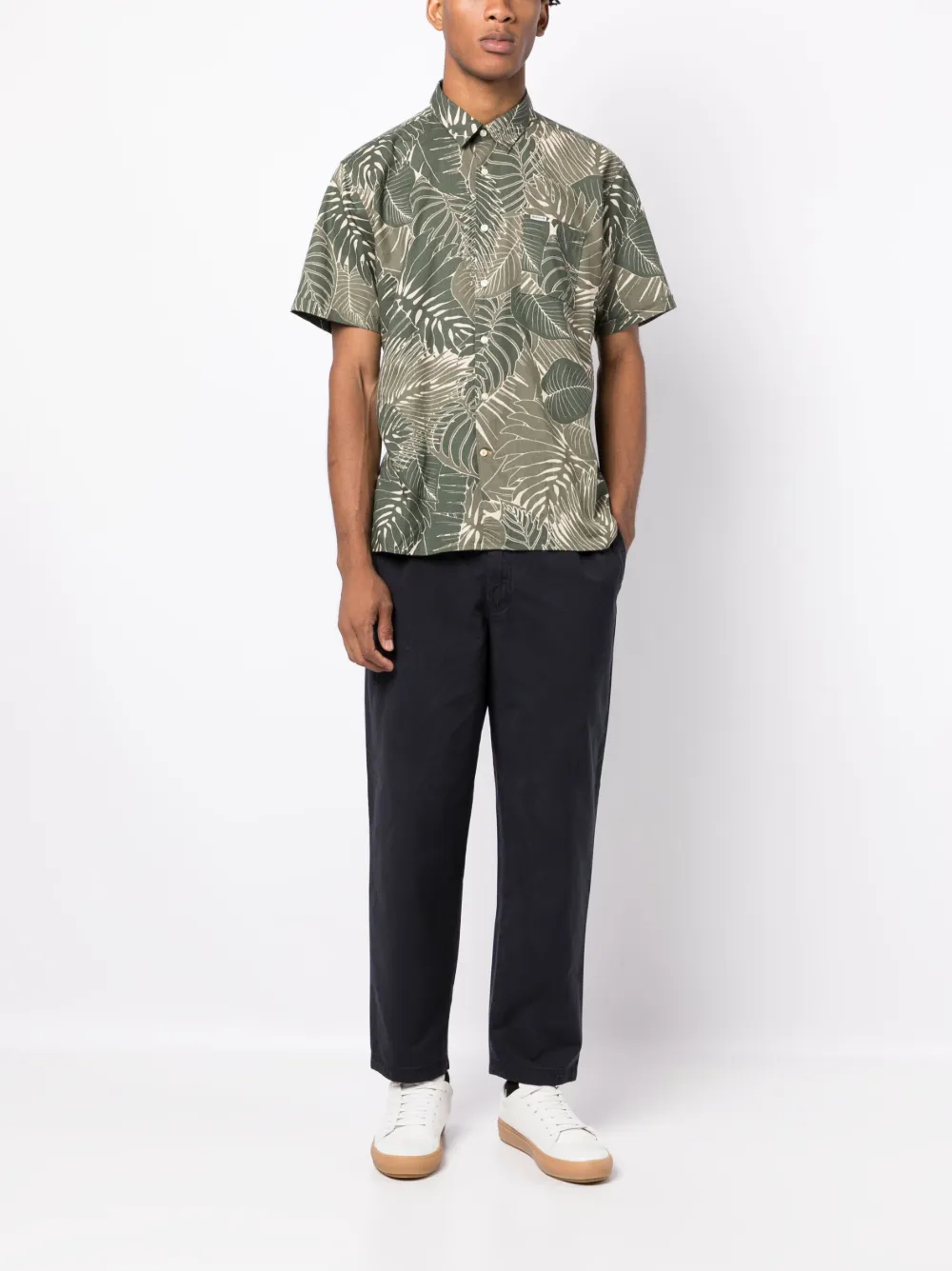 Barbour mid-rise cotton twill trousers - Zwart
