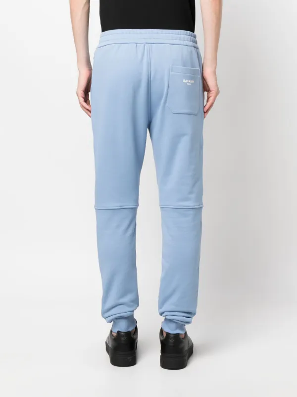 Balmain elastic-waist Cotton Sweat Pants | Blue | FARFETCH