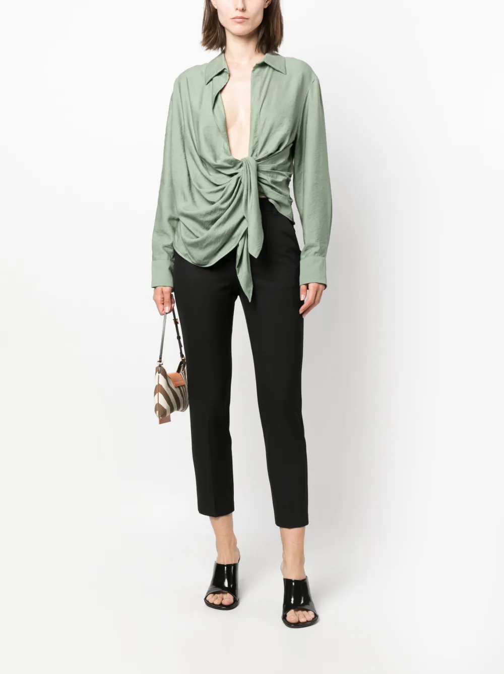 PINKO high-waisted cropped trousers - Zwart