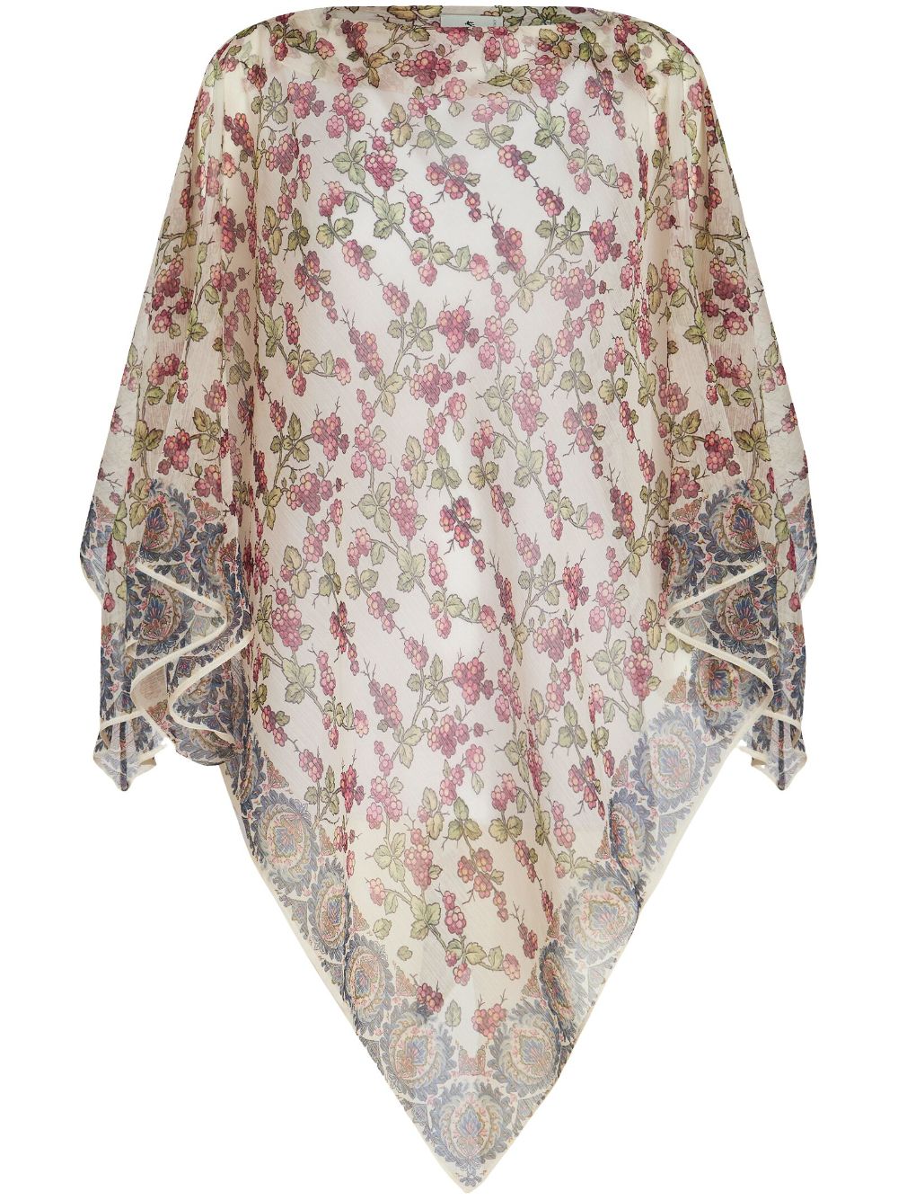 Etro Berry-print Layered Poncho In White