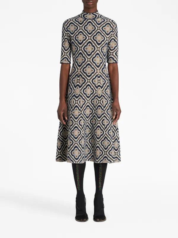 ETRO geometric print Midi Dress Blue FARFETCH CA