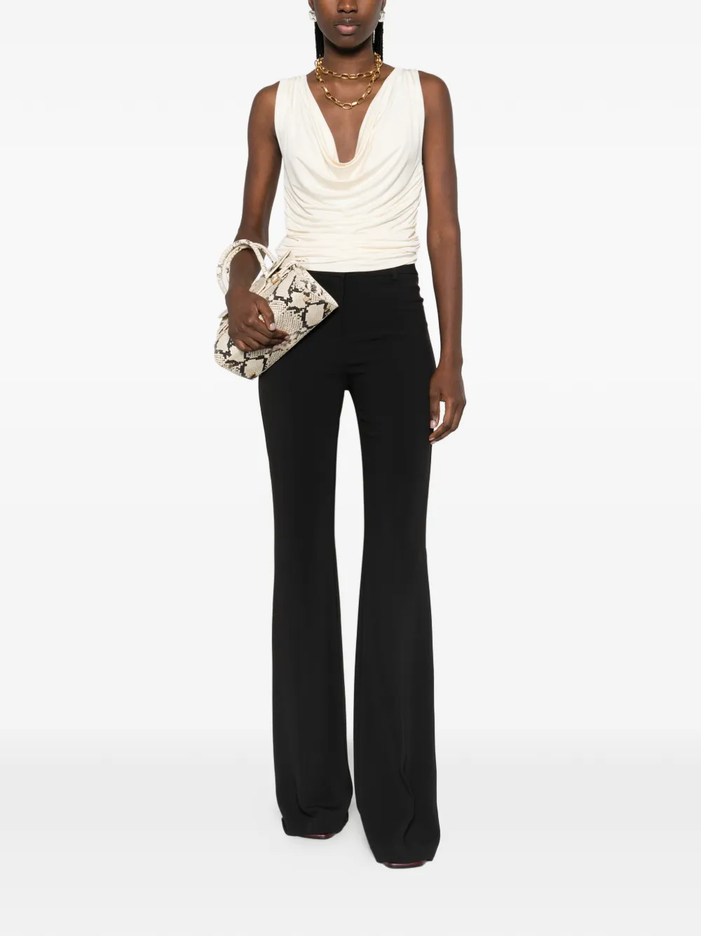 mid-rise flared trousers
