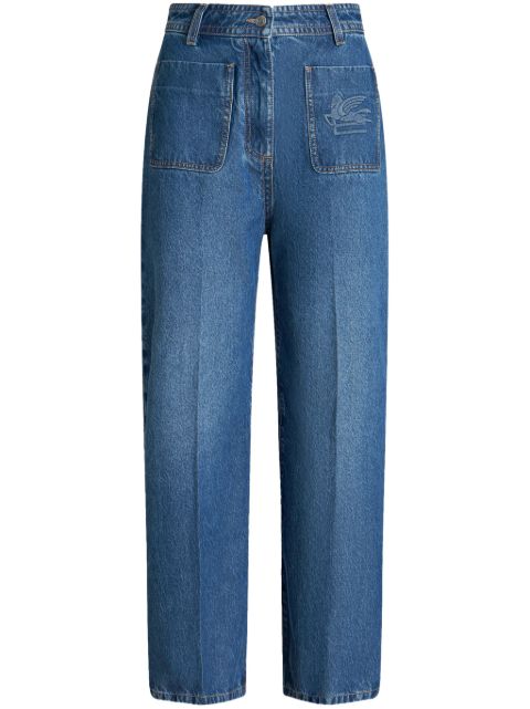 ETRO Pegaso-embroidered cropped jeans