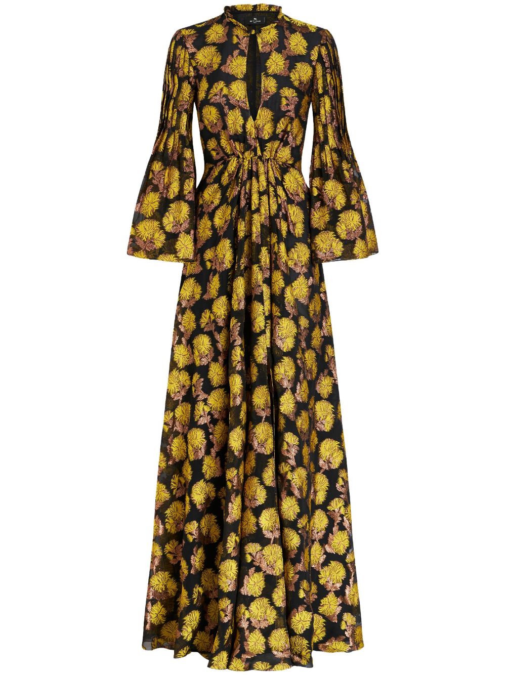 ETRO Dahlia-print pleated maxi dress - Black