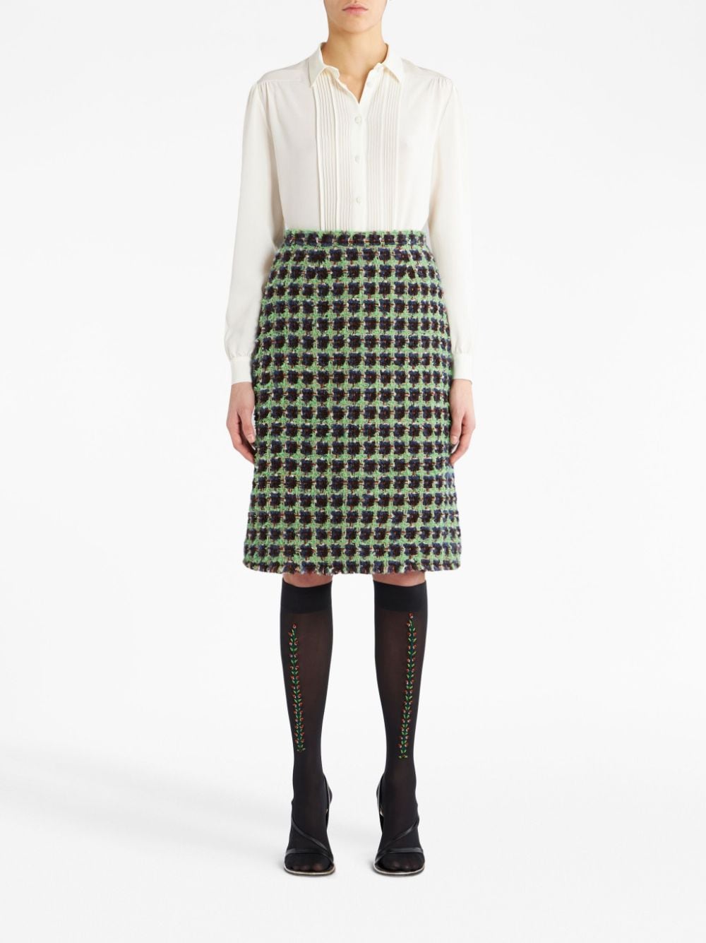 ETRO bouclé A-line skirt - Groen