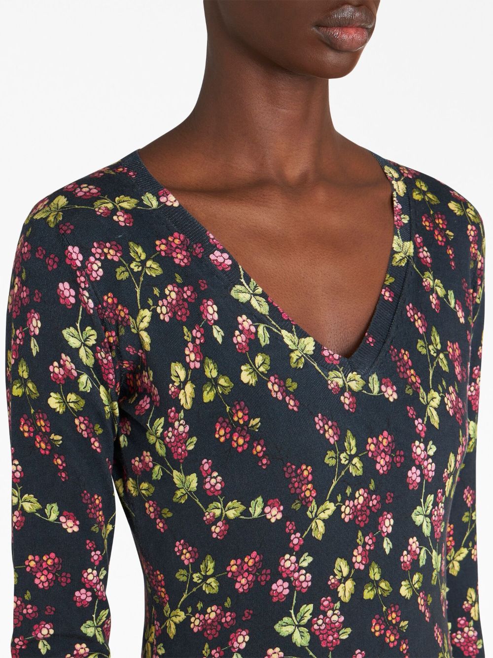 Shop Etro Floral-print Knitted Top In Blue