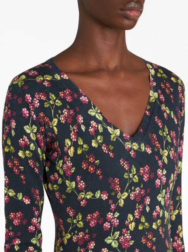 【ETRO】フローラル シルク トップ ETRO フローラル ニットトップ | ブルー | FARFETCH JP