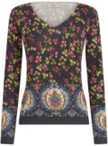 ETRO floral-print knitted top - Blue