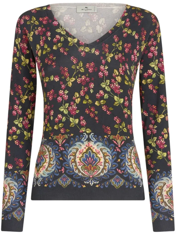 【ETRO】フローラル シルク トップ ETRO フローラル ニットトップ | ブルー | FARFETCH JP