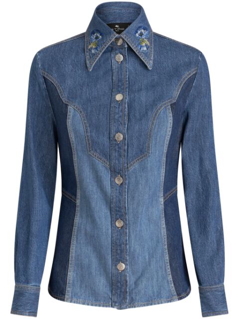 ETRO floral-embroidered denim shirt Women