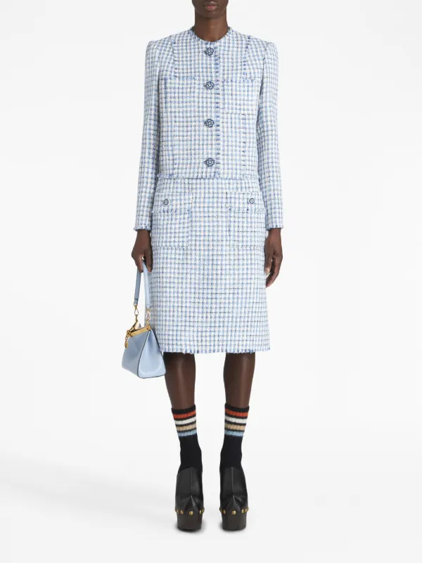 ETRO round-neck Tweed Jacket | Blue | FARFETCH