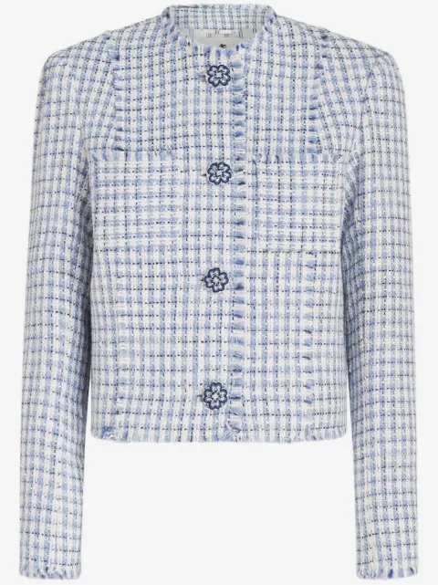 ETRO chamarra de tweed con cuello redondo
