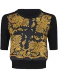 ETRO paisley-print panelled knitted top - Black