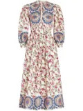 ETRO floral-print balloon-sleeve dress - White