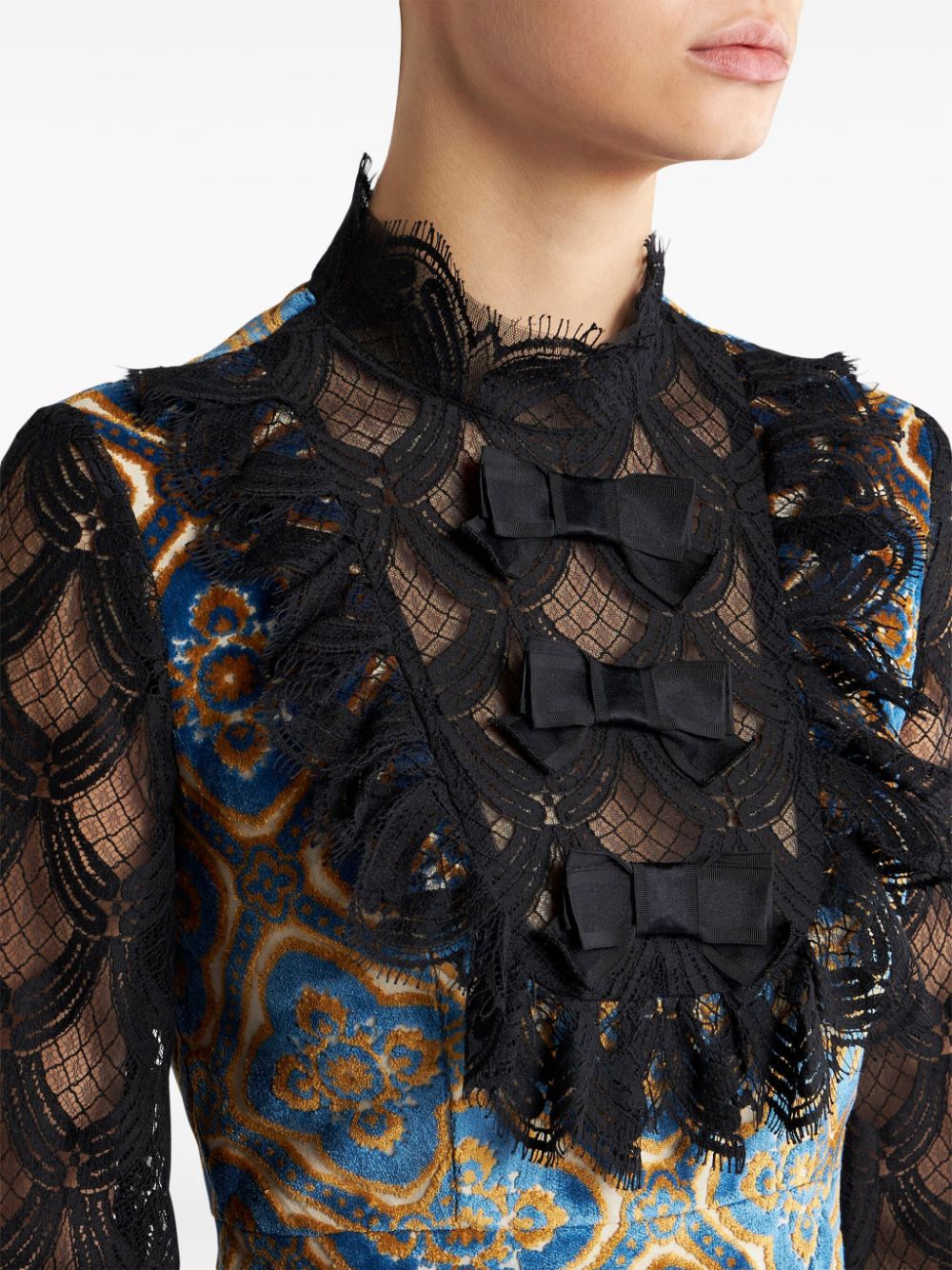 Shop Etro Lace-detailing Jacquard Dress In Brown