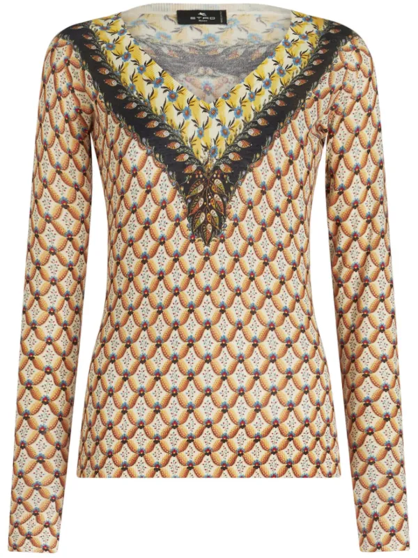 ETRO フローラル ニットトップ | オレンジ | FARFETCH JP