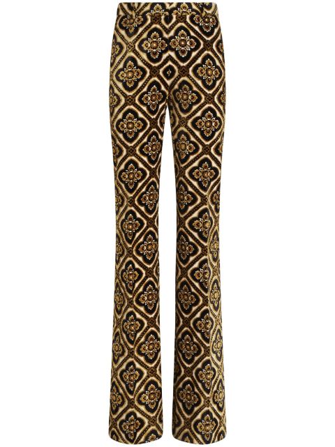 ETRO graphic-print velvet-effect trousers Women