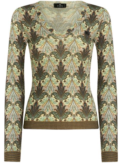 ETRO graphic-print virgin-wool top Women