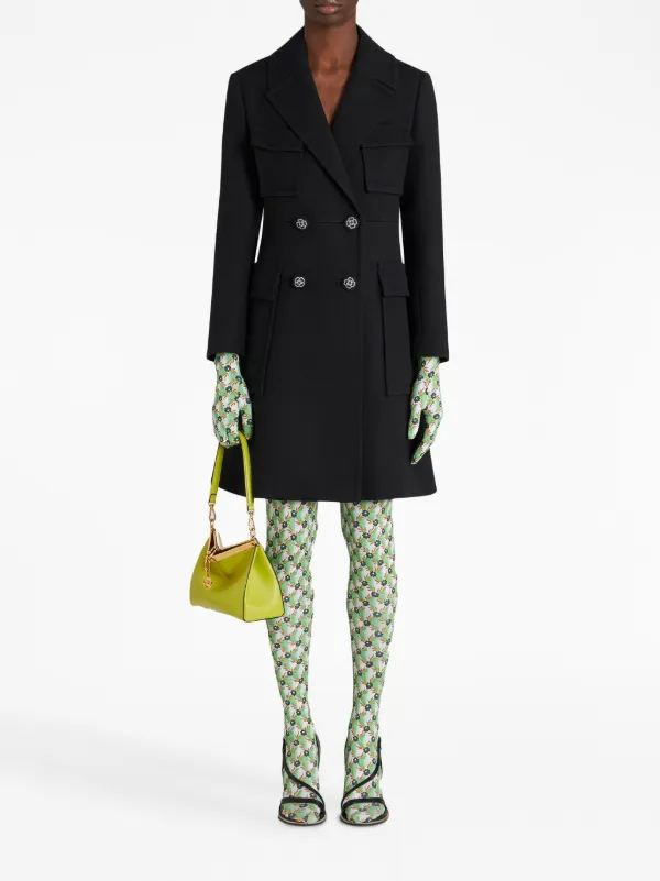 ETRO ウール ダブルコート | ブラック | FARFETCH JP