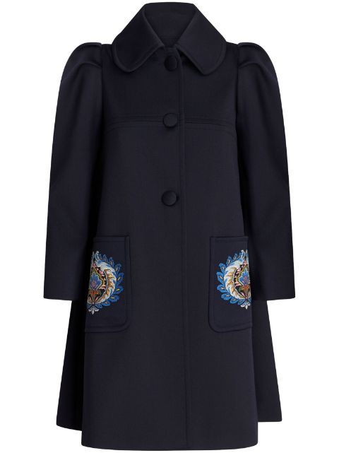 ETRO embroidered-detail puff-sleeve coat Women