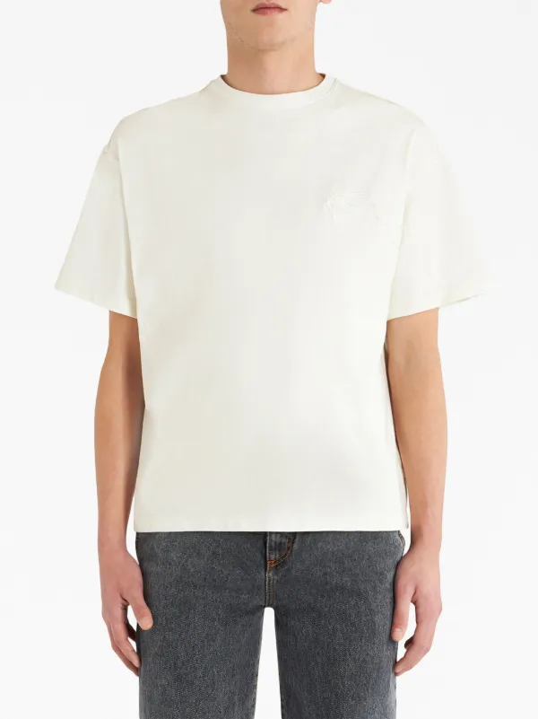 Tシャツ・カットソー ETRO Logo embroidery t-shirt ETRO logo-embroidered Cotton T-shirt | Neutrals | FARFETCH UZ