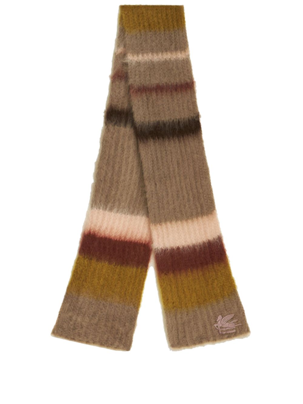 ETRO striped ribbed-knit scarf - Brown