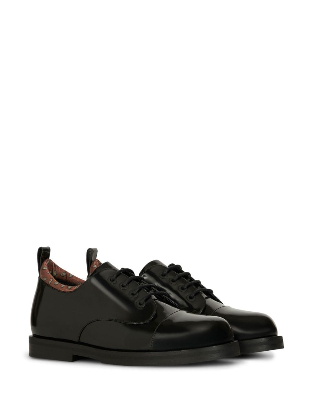 ETRO paisley-print leather lace-up shoes - Zwart
