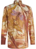 ETRO landscape-print cotton shirt - Brown