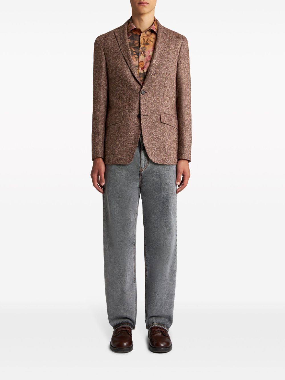 ETRO single-breasted tweed blazer - Bruin