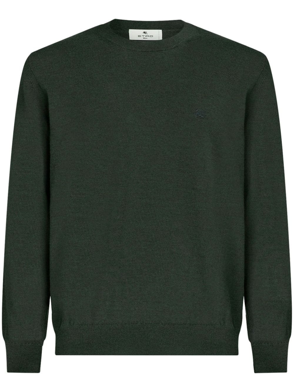 Etro Pegaso-embroidered Wool Jumper In Green