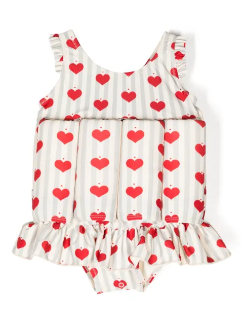 Konges Sløjd striped heart-print float suit