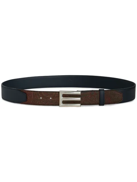 ETRO logo-buckle paisley-print belt