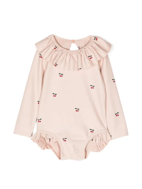 Konges Sløjd cherry-print ruffled swimsuit