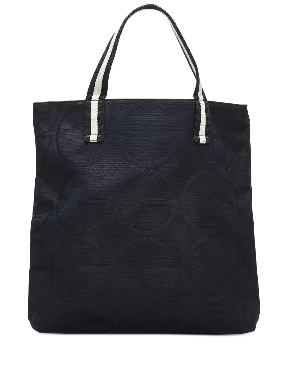 Pre-owned Gucci G Logo Web Tote In Black