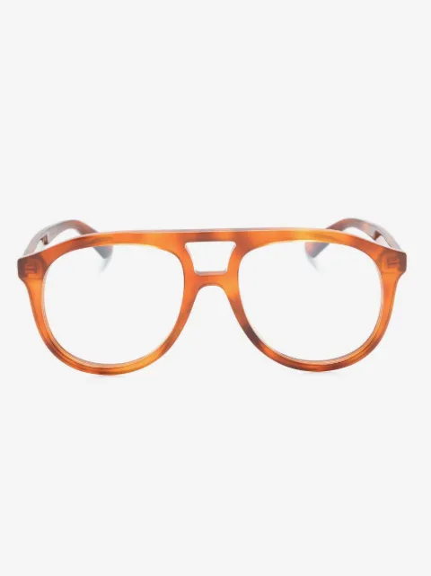 Gucci Eyewear logo-plaque pilot-frame glasses
