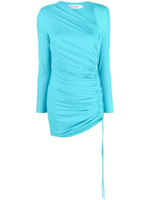 Self-Portrait ruched asymmetric minidress